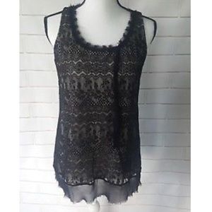 Black Lace Sleeveless Tank Top